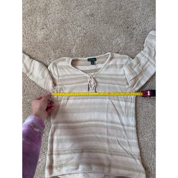 Lauren Ralph Lauren Womens Cream Sweater Size M 100% Cotton Green Tag Indie - Picture 5 of 6